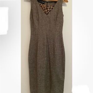 Dolce & Gabbana wool/cashmere beige dress lined w leopard sz 38 (fits USA sz 4)